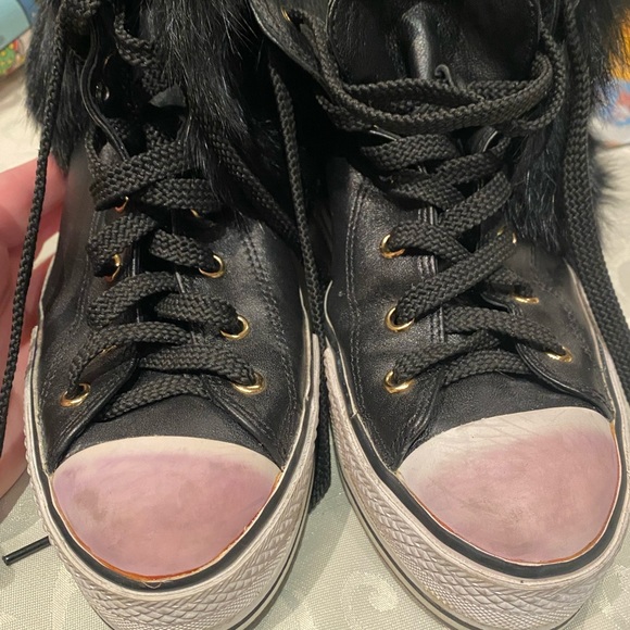 Rock and candy by ziti converse wedge shoes removable fur leather - Picture 3 of 9